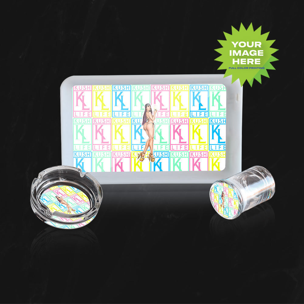 BUNDLE) Custom LED Rolling Mood Tray Set with Ash Tray and Jar