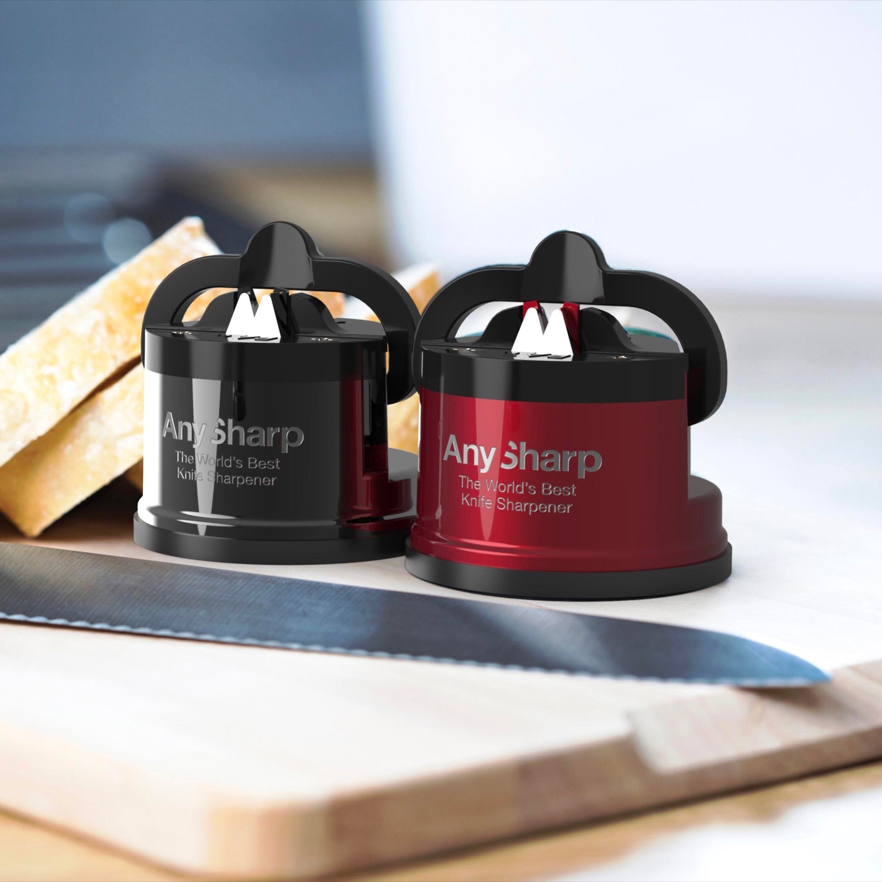 AnySharp Pro Knife One Handed Use Sharpener With Power Grip Surface –