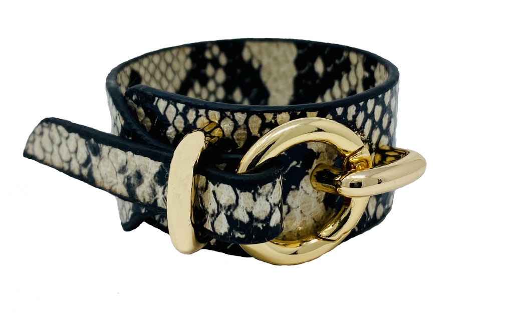 Black Vegan Leather Bangle Stack with Goldtone Accents – Youzey Retail