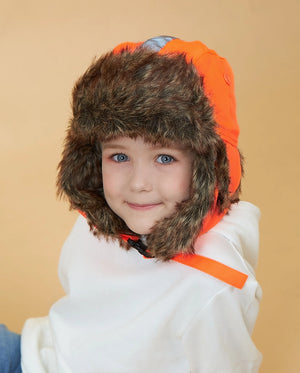 The Hat Depot Kids - Safety Reflective Faux Fur Aviator Trapper - The Hat Depot - Kids Trapper Hat
