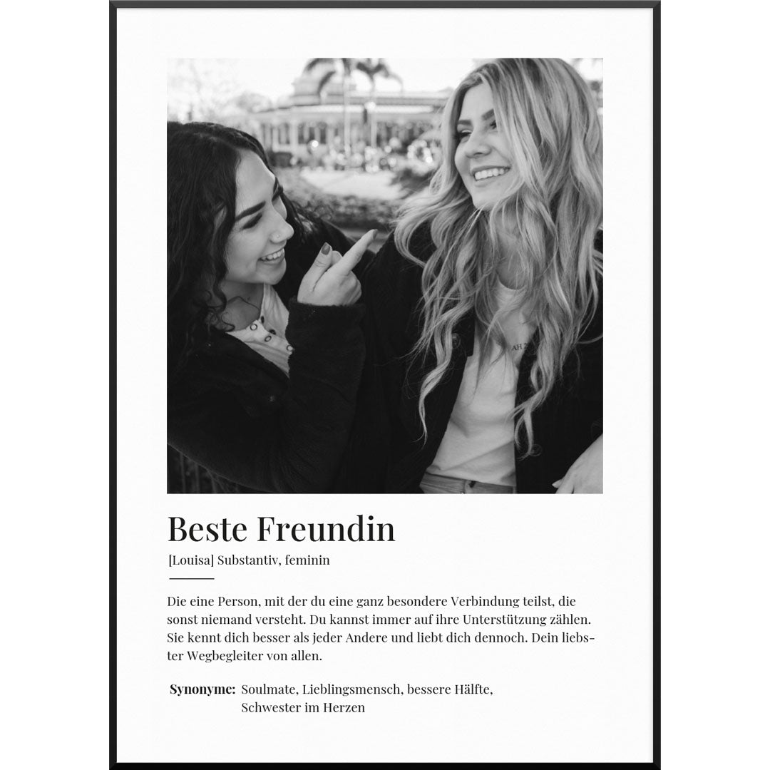 ""Beste Freundin"" Personalisiertes Fotoposter | Persönliches Fotogeschenk für die beste Freundin, 20 x 30 cm