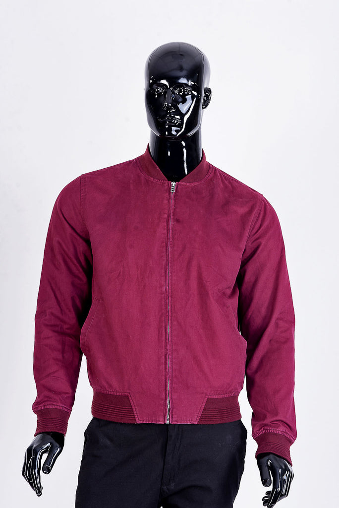 ASOS DESIGN lightweight bomber jacket in burgundy