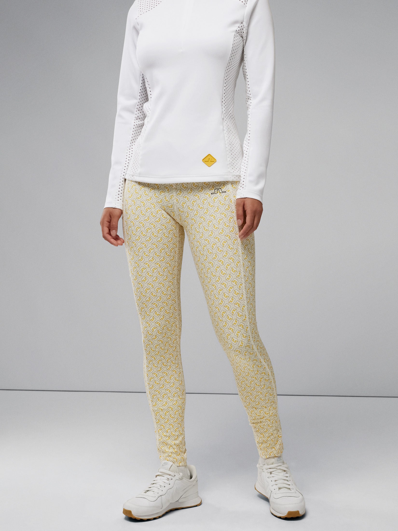 제이린드버그 J.LINDEBERG Zena Print Tights,White JL Monogram check