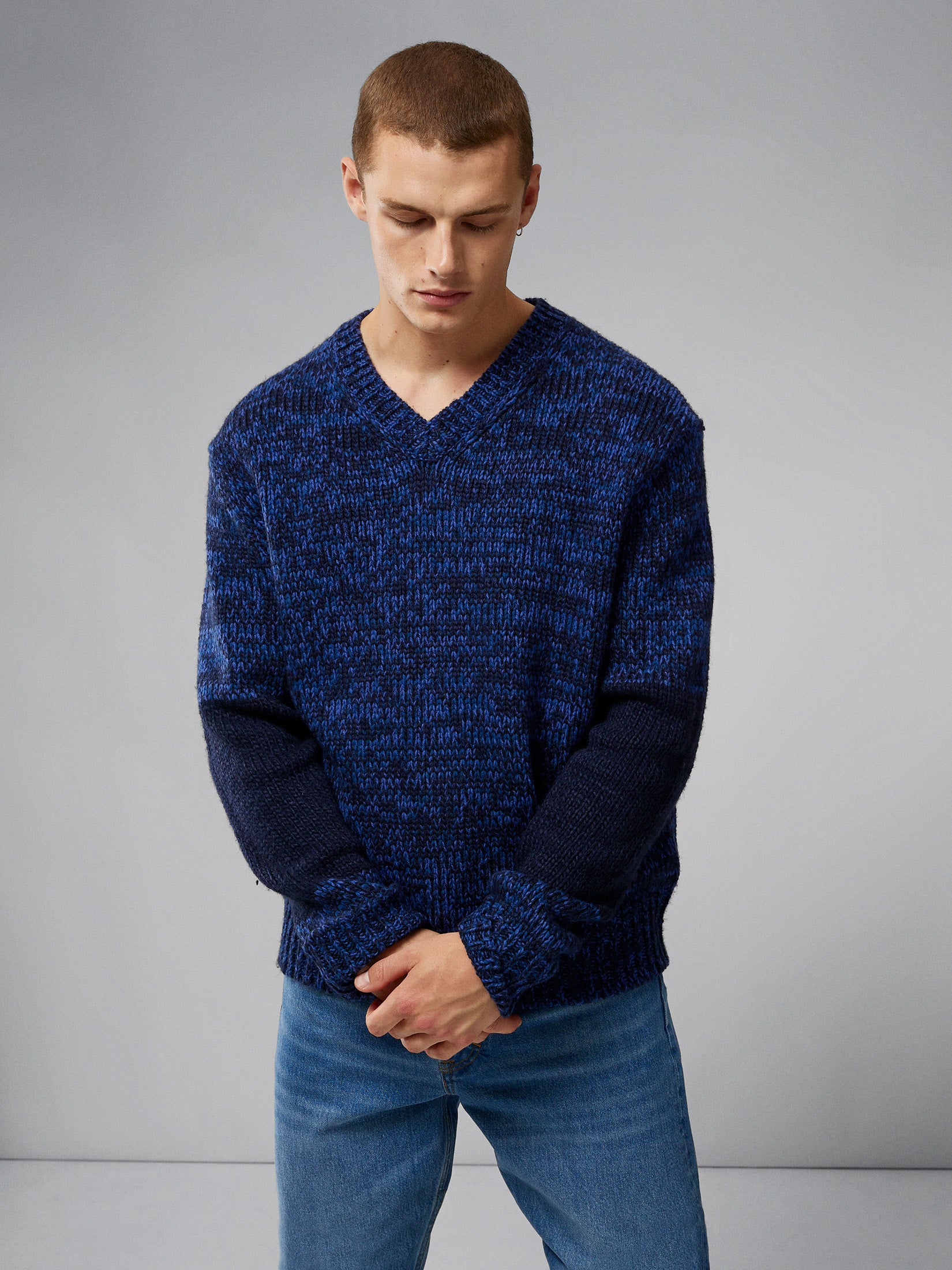 제이린드버그 J.LINDEBERG Varick Chunky Marl Sweater,Nautical Blue