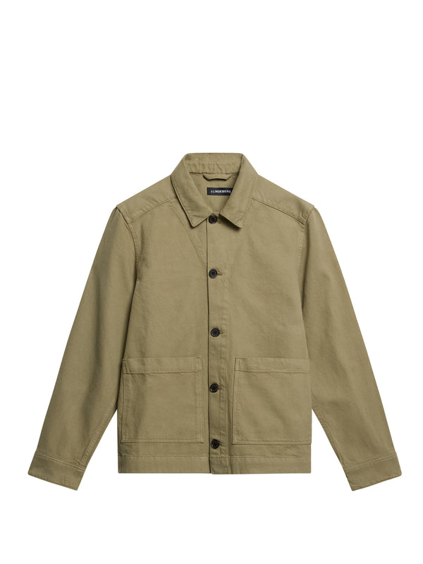 제이린드버그 J.LINDEBERG Lando Organic Cotton Twill Overshirt,Aloe