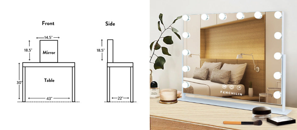 The mirror is one-third of the overall width of the table.