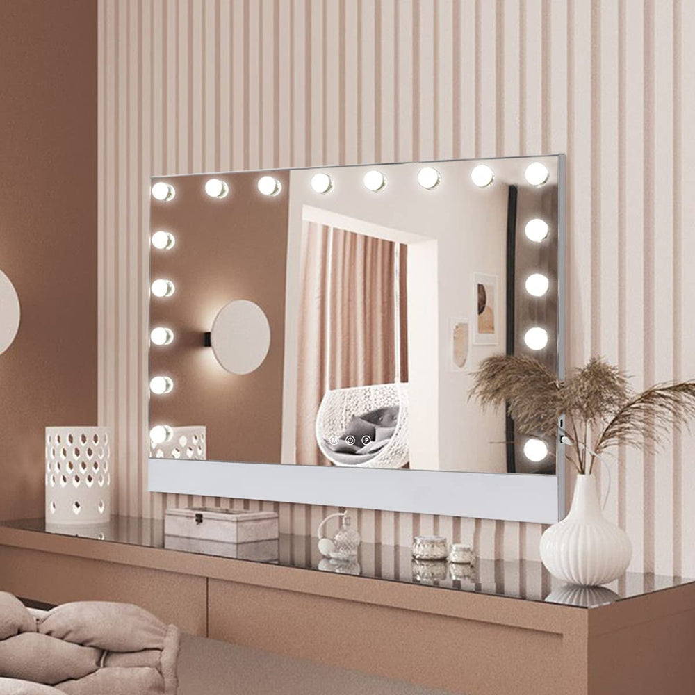 FENCHILIN Miroir Maquillage avec 14 Ampoules LED Miroir Coiffeuse Lumineux  avec Port USB Grand mirroir maquilleur Lumineux avec 3 Modes déclairage  Miroir Hollywood Coiffeuse Blanc 50x42 cm : : Cuisine et Maison