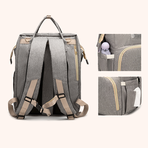 Gray Designer Diaper Bags Baby Diaper Bag Backpack with Wipe