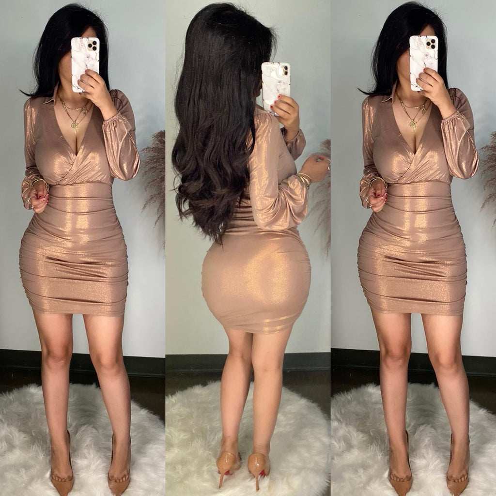 rose gold shimmer dress