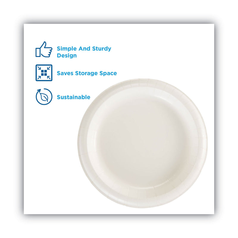 Dixie Paper Dinnerware, Plates, White, 8.5" dia, 125/Pack