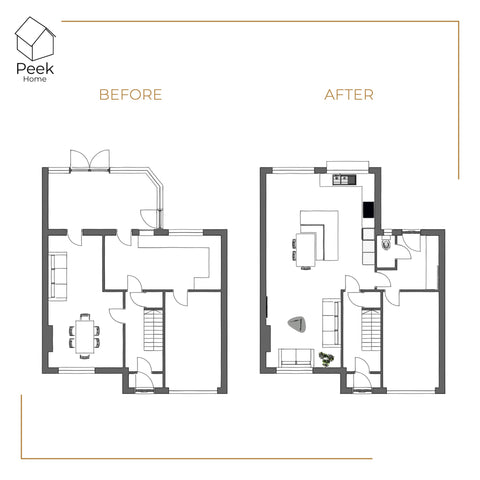 ground floor floor plan, ground floor redesign, incorporate conservatory, before and after