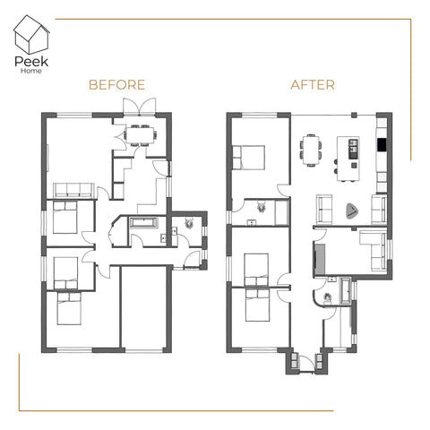 Floor plan of a small extension with a porch