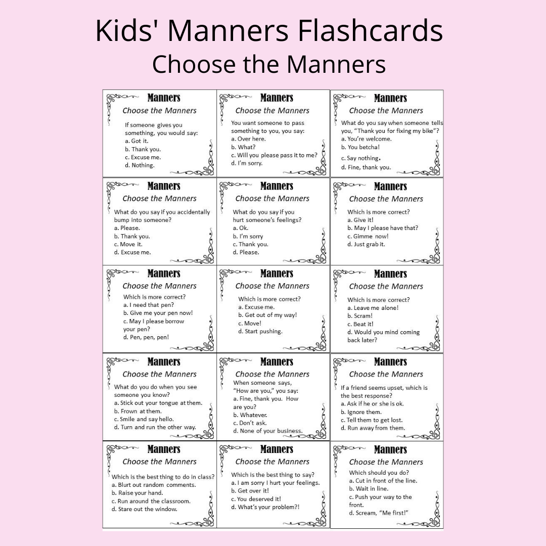 manners for kids printables