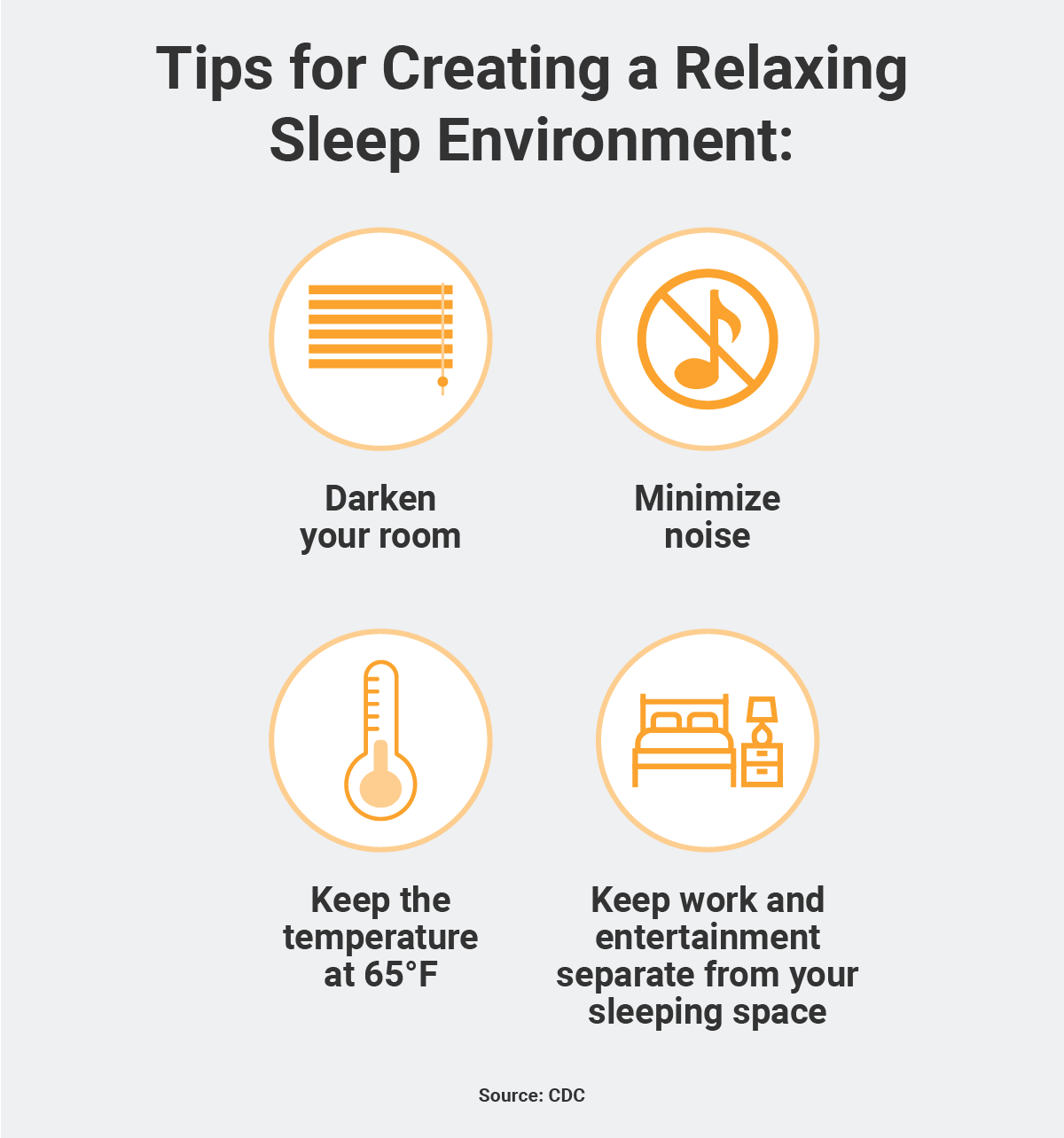 Tips for creating a relaxing sleep environment infographic