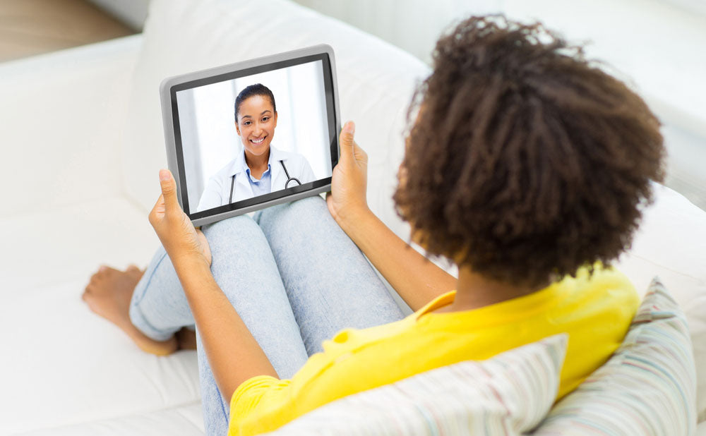 Woman at her virtual doctor appointment