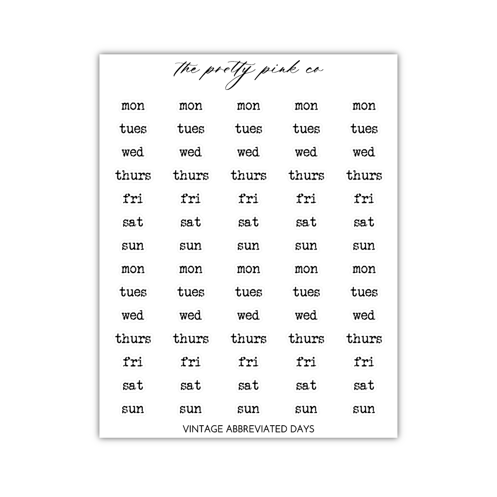 FOILED- Small Abbreviated Month Stickers- Transparent – Rose Colored Daze