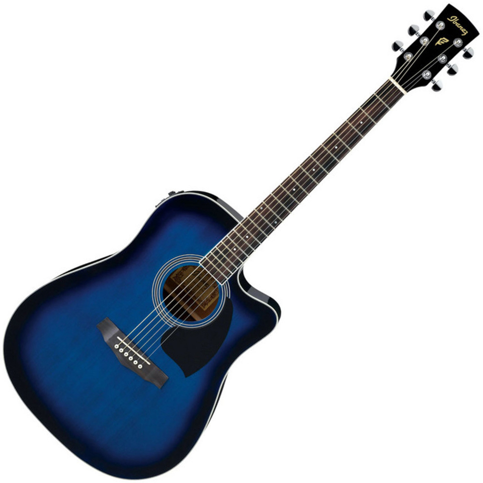 Ibanez PF15ECE-TBS Acoustic Guitar, Transparent Blue Sunburst