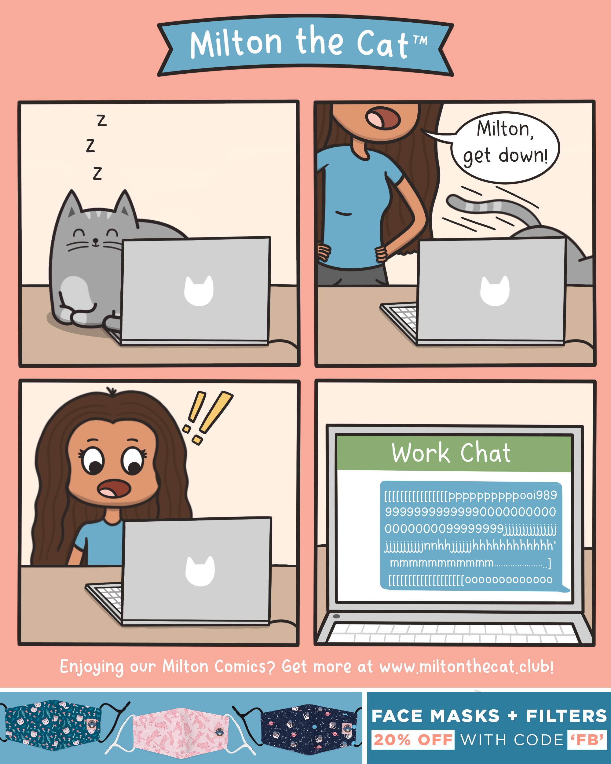 milton the cat comic working from home