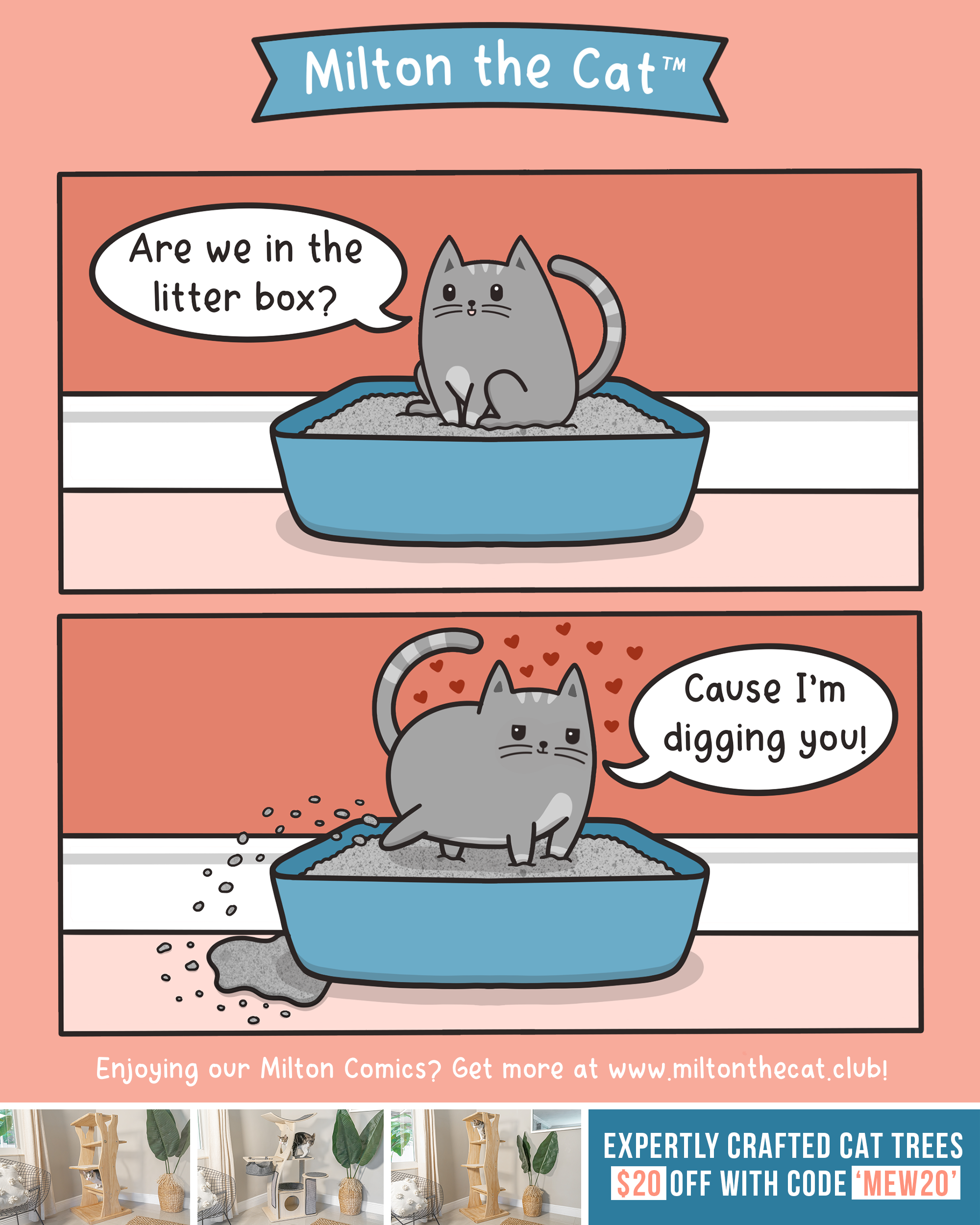milton the cat comic valentine's day cat puns