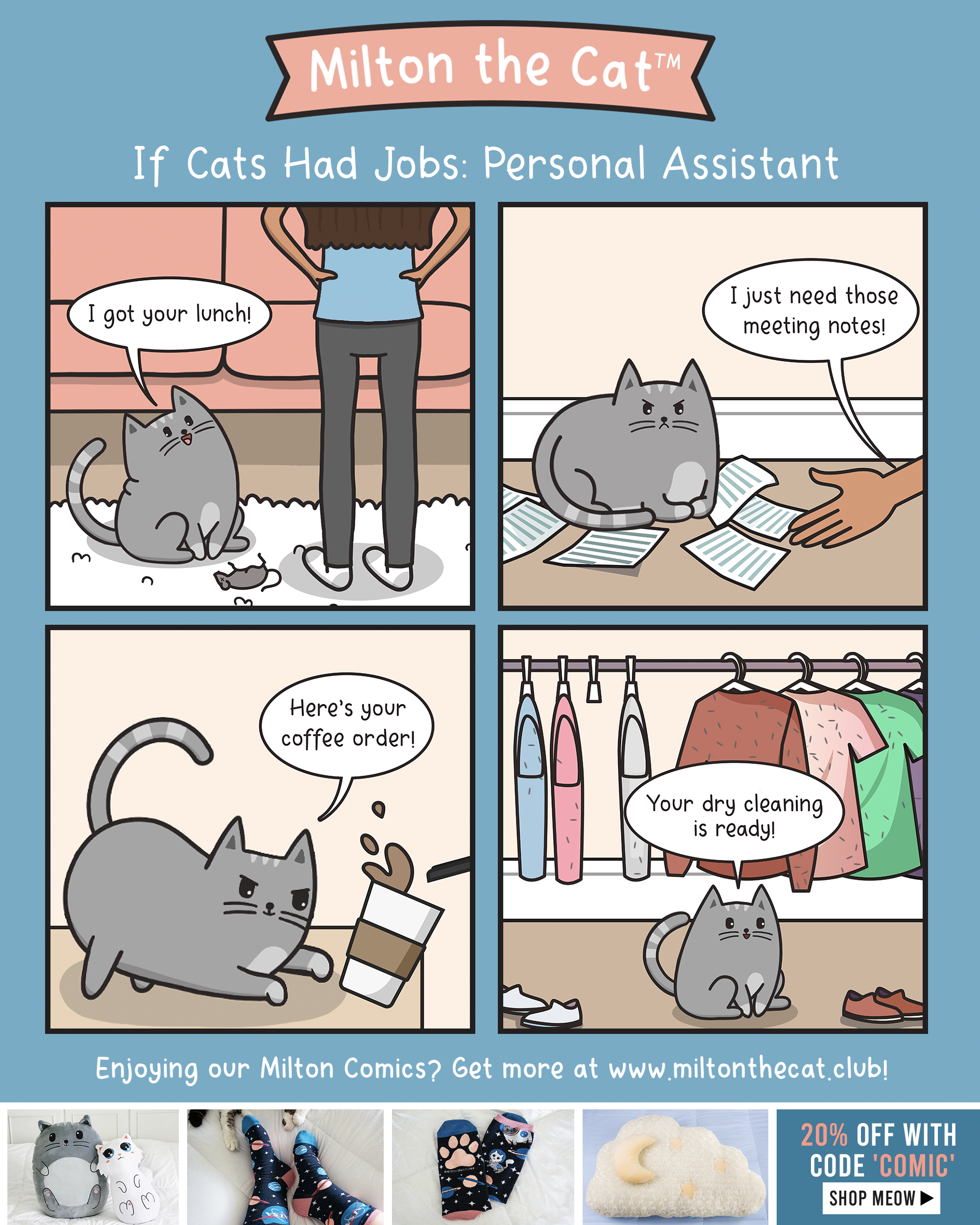 if cats had jobs milton the cat comic