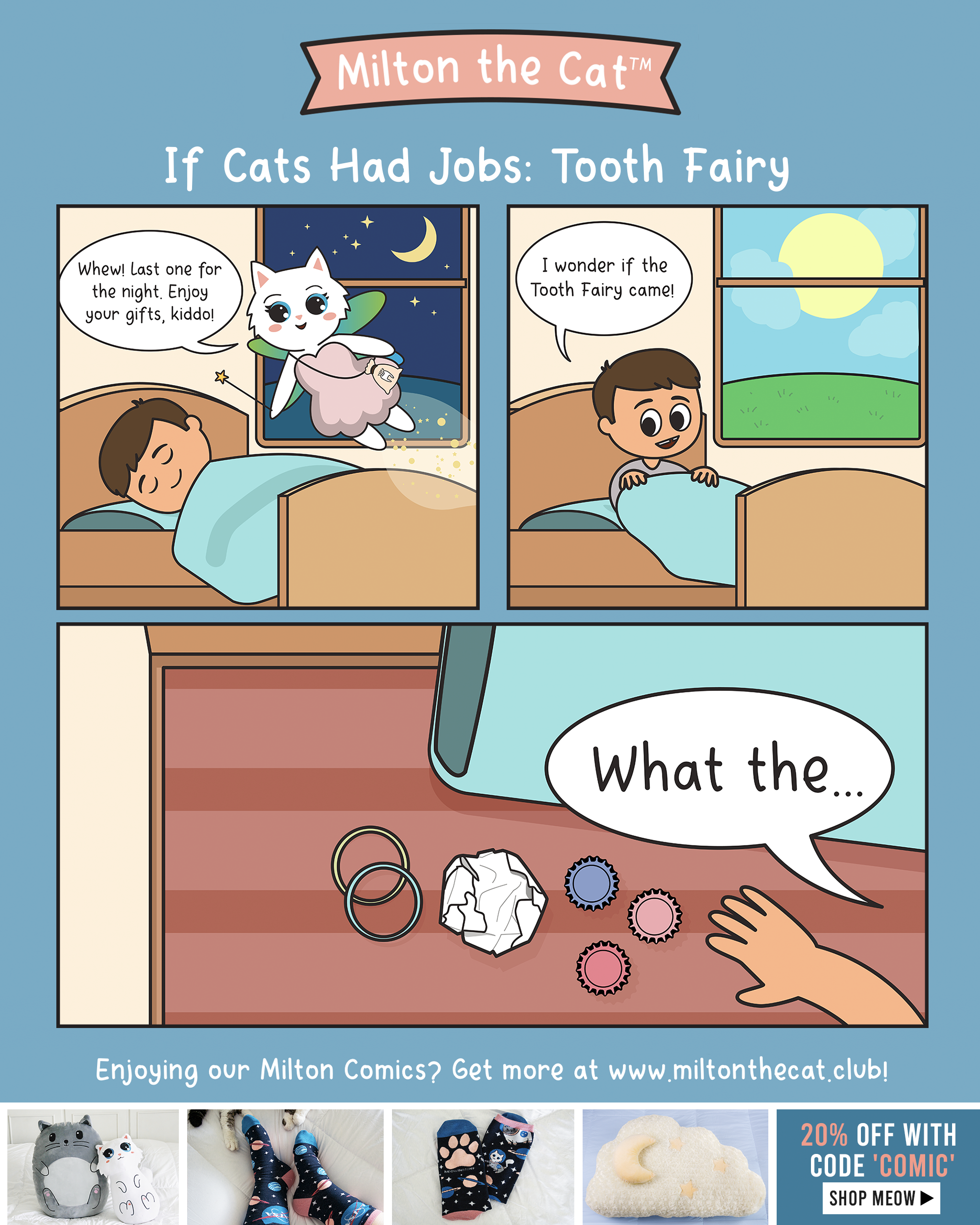 milton the cat comic if cats had jobs tooth fairy