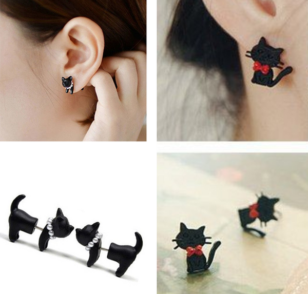 black cat earrings black jack jewelry tuxedo cat earrings 