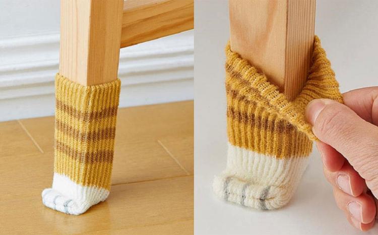 36 Best Photos Cat Paw Socks For Chairs - 4pcs Lovely Cat Paw Table Leg Socks Furniture Sleeve Cover Knit Chair Foot Socks Floor Protector Wish