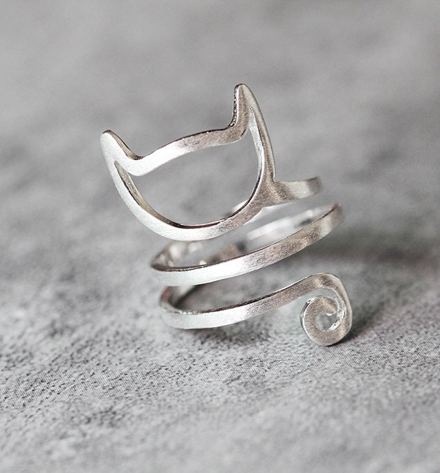 Sterling Silver Spiral Cat Ring