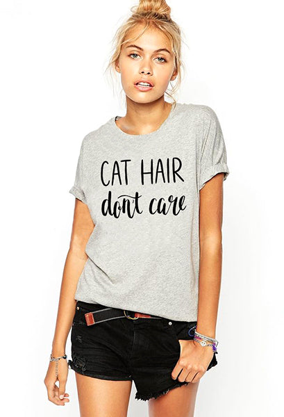 cat graphic tshirt cat hair don't care