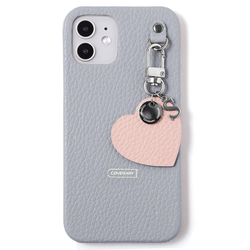 本革 32色 イタリアンシュリンクレザー モチーフイニシャルチャーム 背面ケース