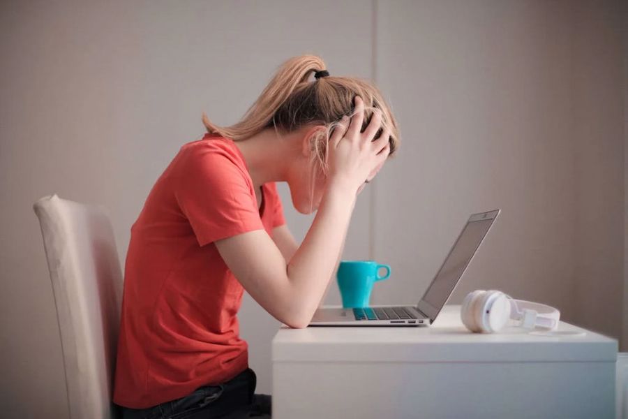 Woman stressed out while working