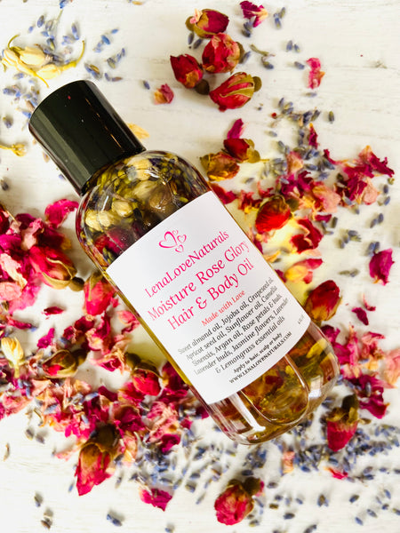 Moisture Rose Glory Hair Body Oil Rose Oil Hair Growth Oil Lavend Lenalovenaturals