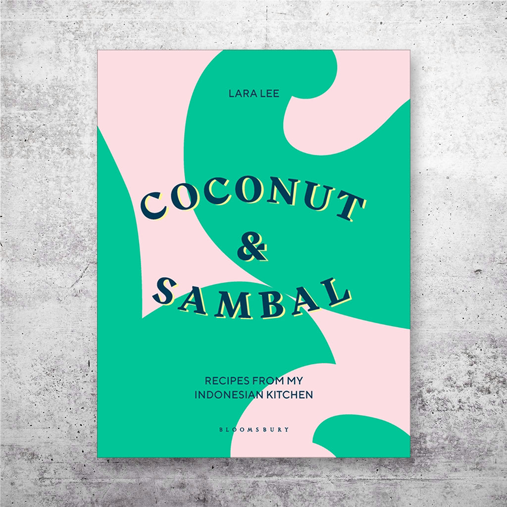 Coconut & Sambal cookbook cover over grey concrete background