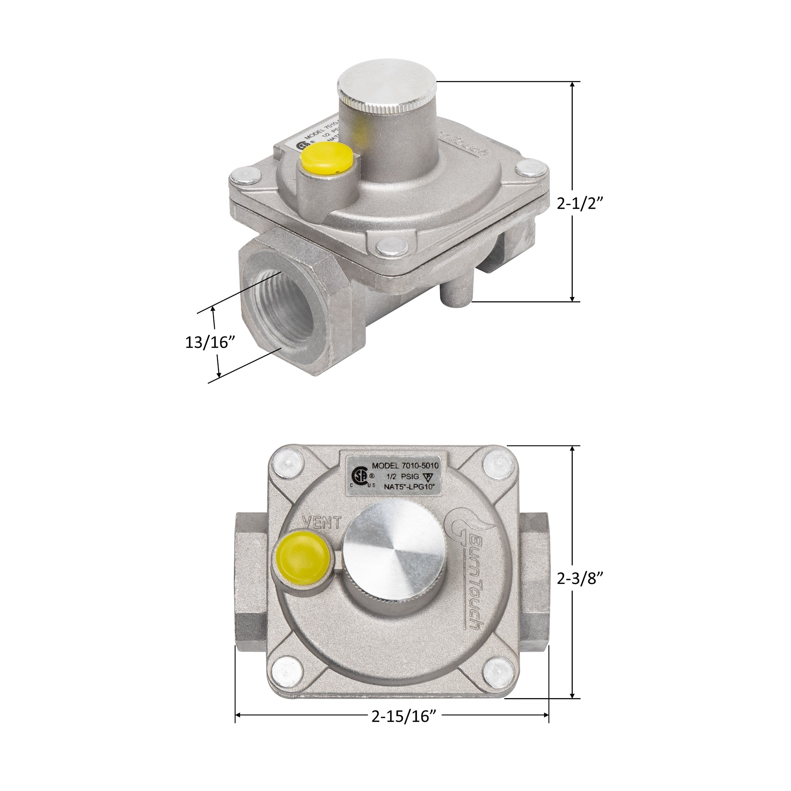 Maxitrol Regulador de presión para gas propano líquido (LP) 3/4 pulgadas y  3/4 pulgadas de salida FPT tubo de gas 1/2 PSIG 5 - 12 pulgadas WC RV48L