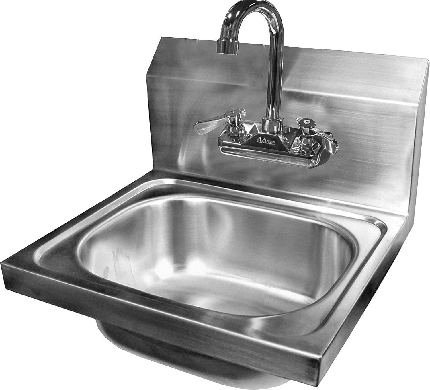 Sauber Stainless Steel Wall Mount Space Saver Hand Sink with Faucet and  Splash Guards 12W