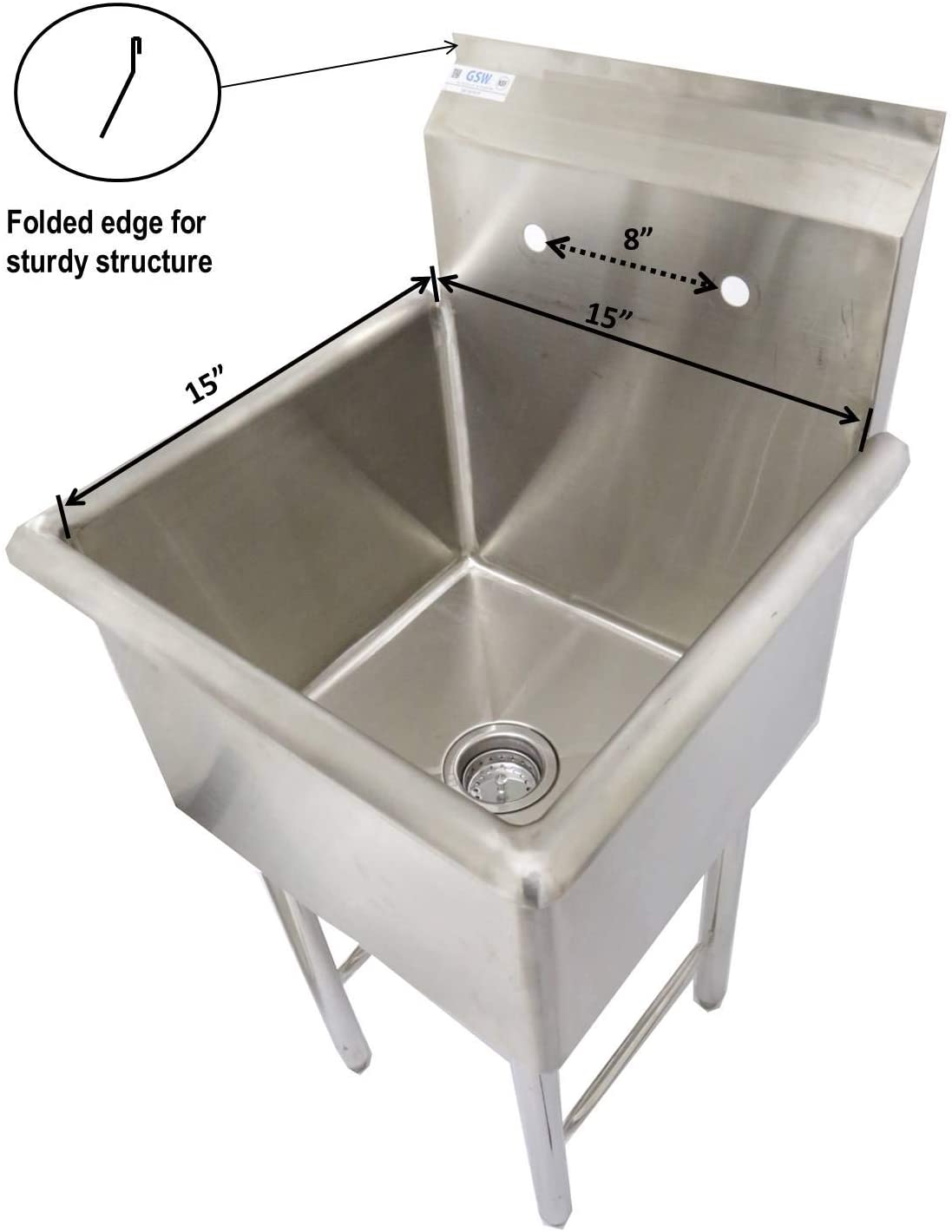 Leyso Stainless Steel Compartment ETL Certified Drop-In Sink Drain Bas