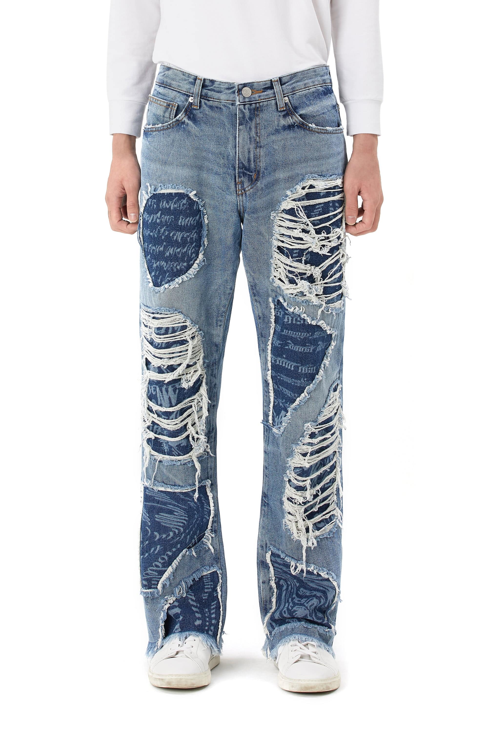 Mixed Media Fashion Denim Joggers - California Blue –