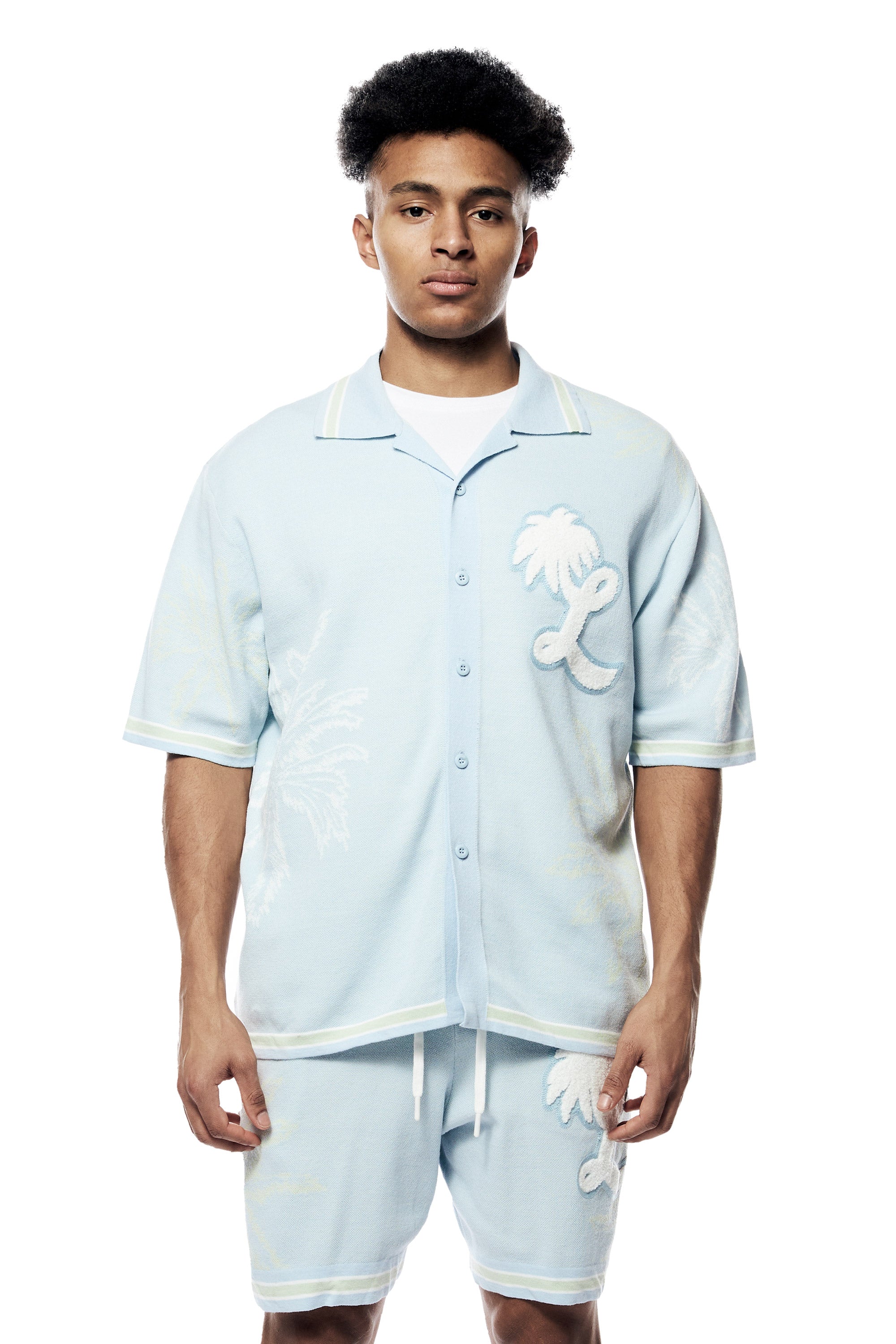 Jacquard Knit Shirt - Airy Blue – SMOKERISENY.COM