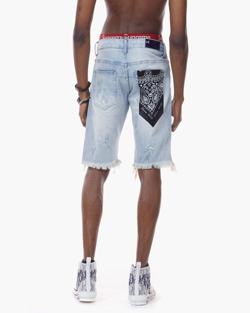 Bleunoir Men's Patched Mending Denim Short