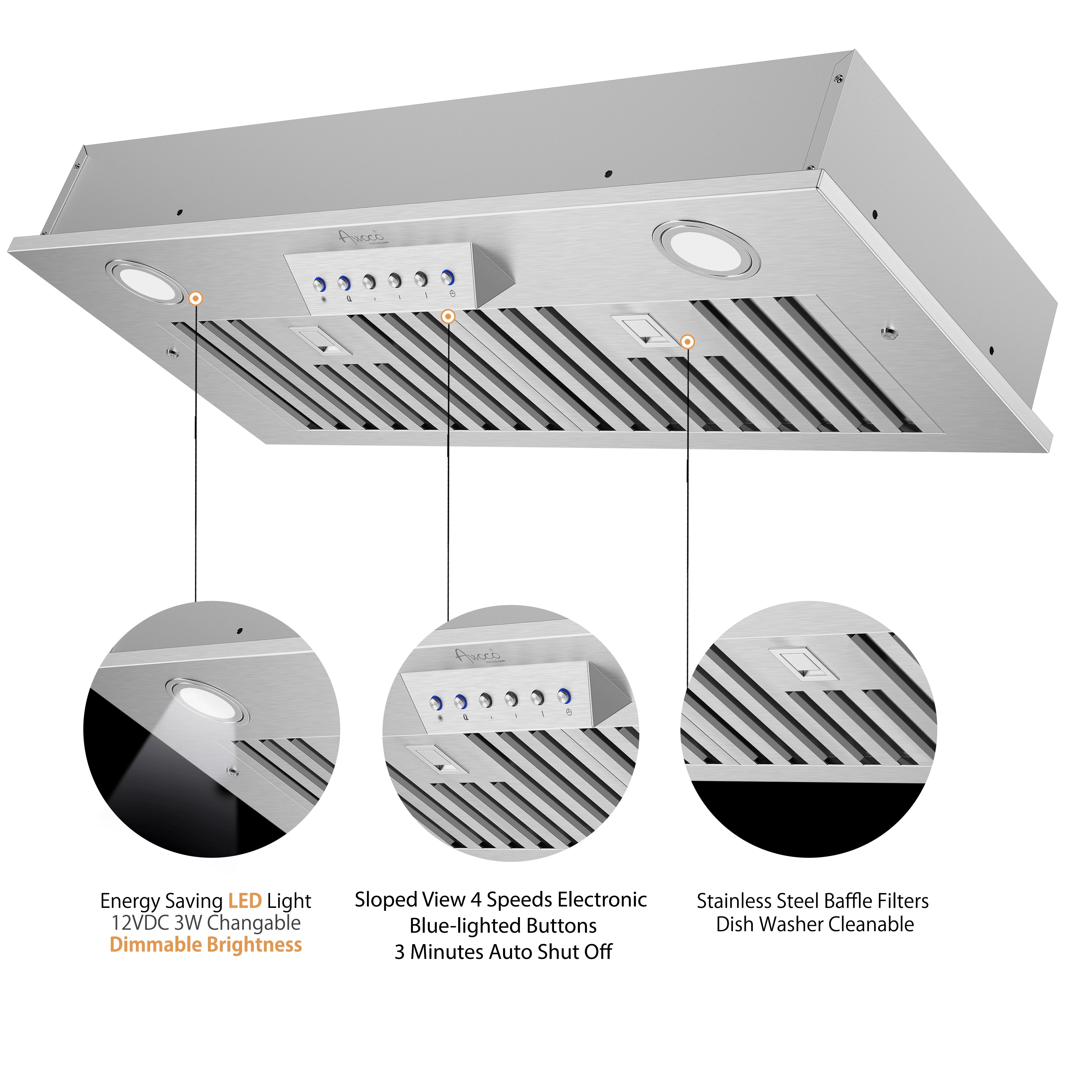 Awoco RH-SP08-BLW+CONTROL Split Powerful Range Hood Inline Blower Unit