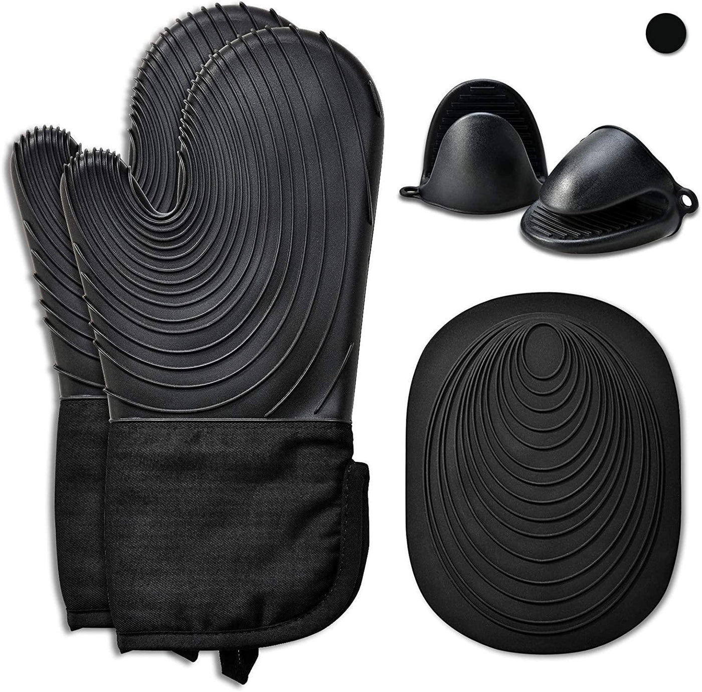EUNA Heat Resistant Oven Glove Set Black - EUNA