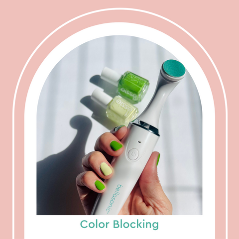 Lime green color blocking summer 2021 nail trends