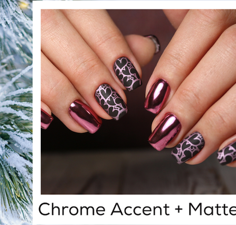 Chrome Accent Matte Valentines Day Nail Art Trends Winter 2020