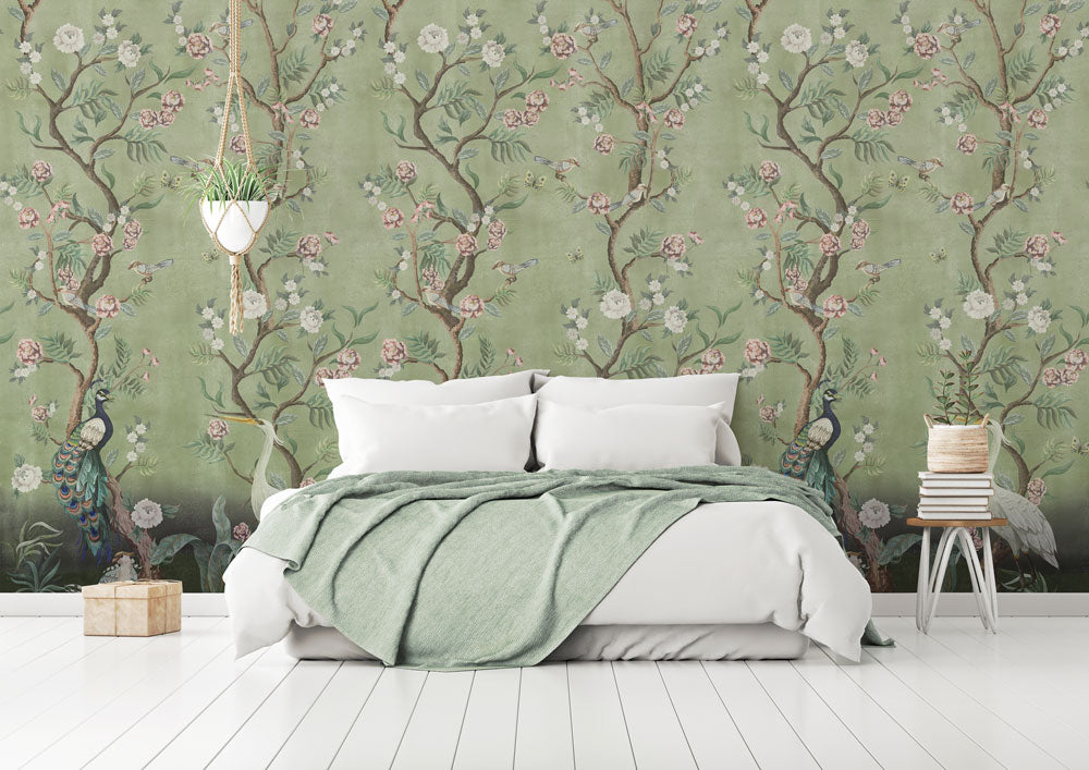 green bedroom wallpaper