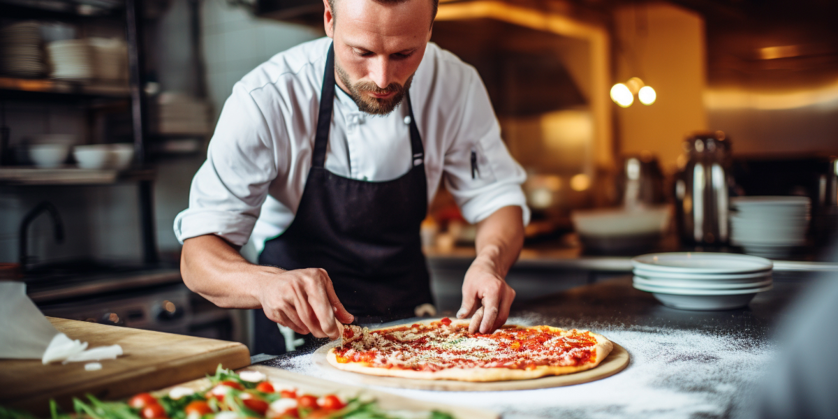 Chef making pizza