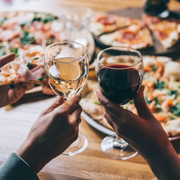 Wine and pizza