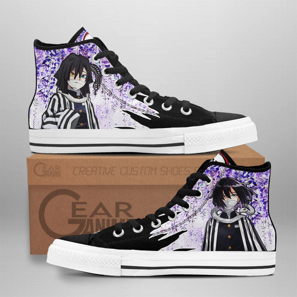 Anime Demon Slayer Obanai Iguro Wisteria Style Canvas high top shoes ...