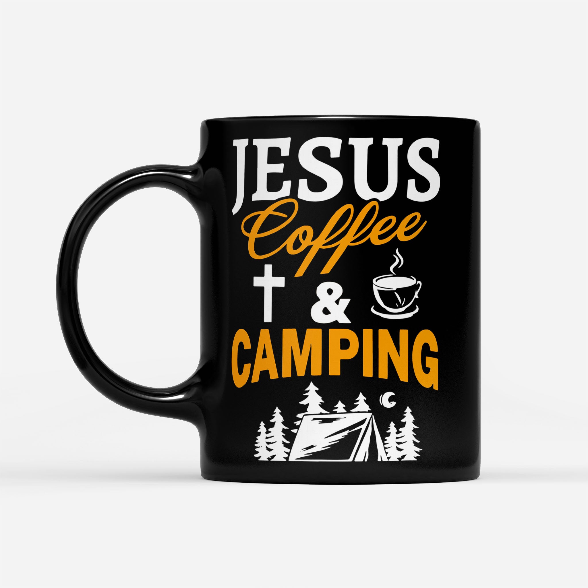 Jesus Coffee And Camping - Black Mug