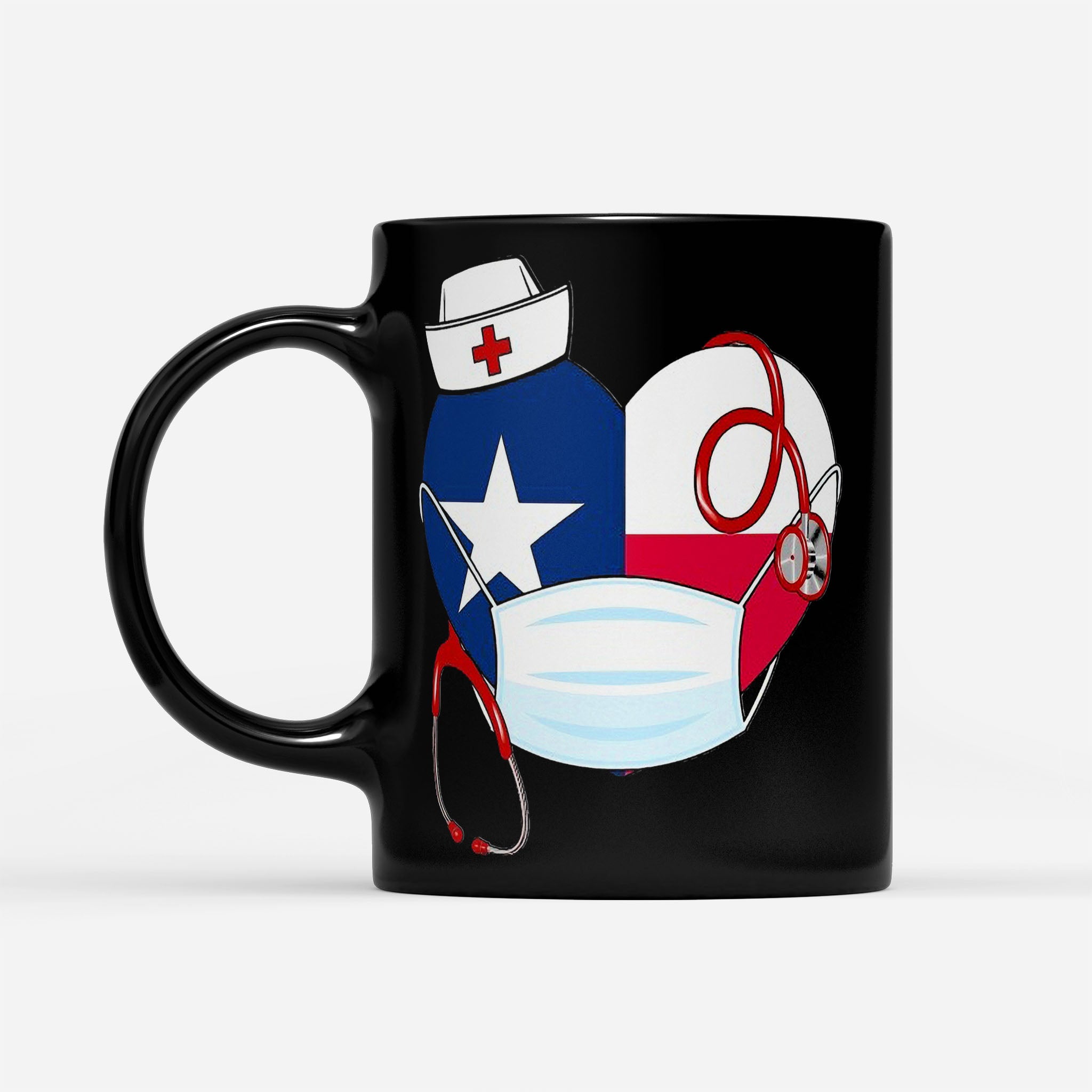 Nurse Texas Flag Heart - Black Mug