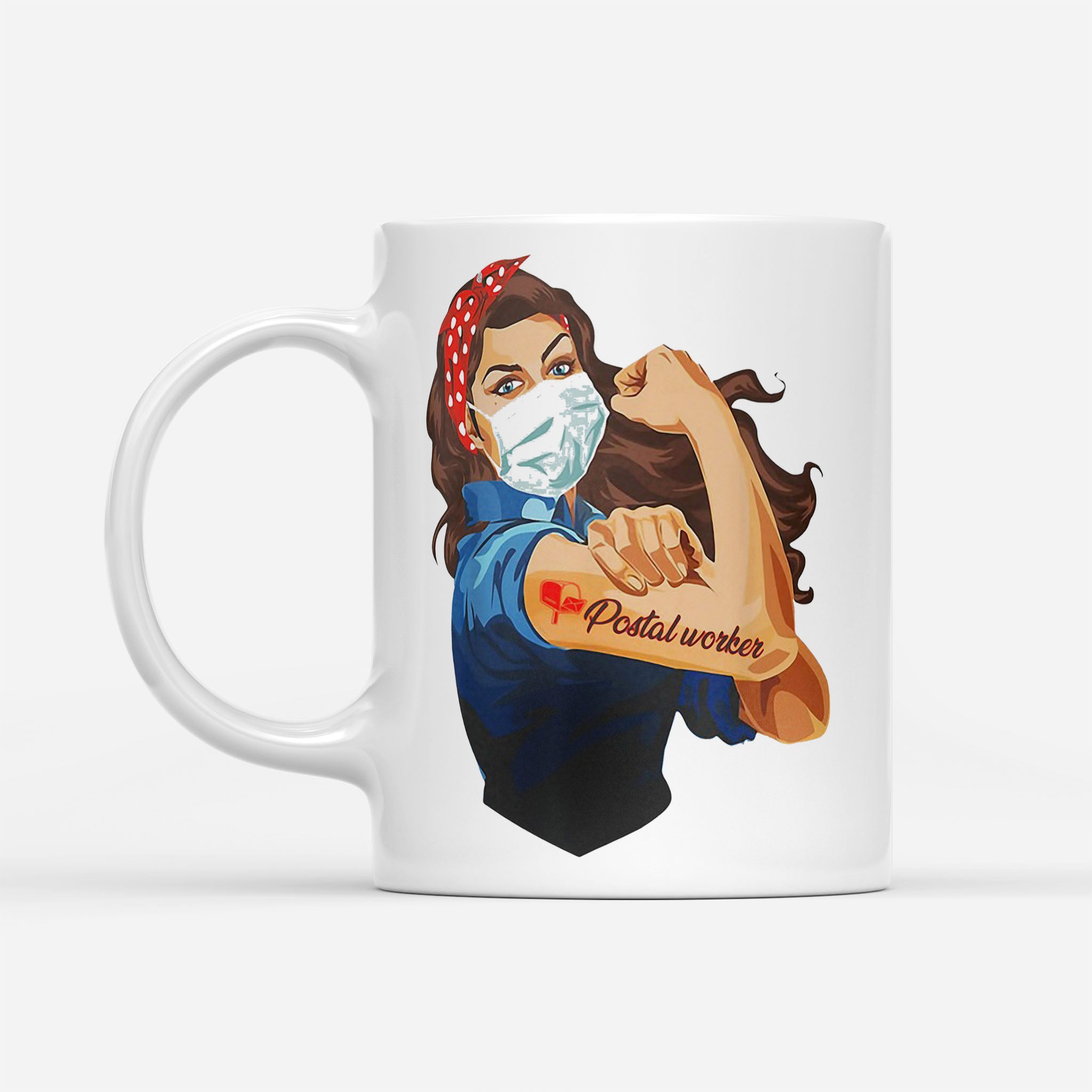 Strong Girl Tattoos Proud Postal Worker - White Mug